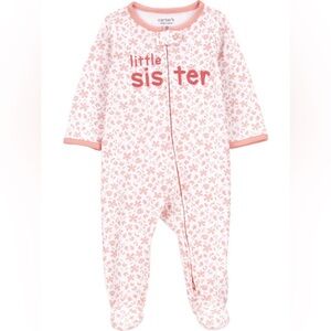 NWT Carters Little Sister Pink Floral Baby One-Piece Sleeper 3-6 months